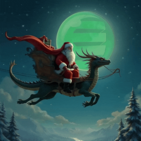 Santa turns on the moon