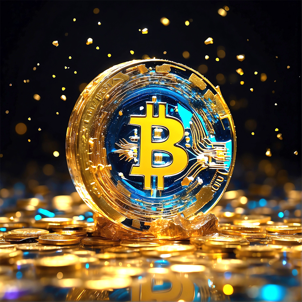 The Glass Bitcoin Coin Statue 001