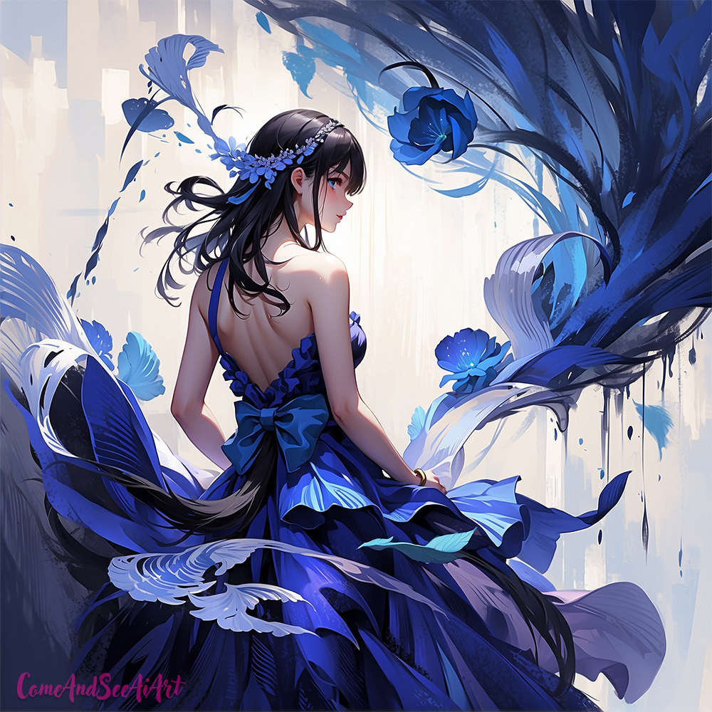 Elegant Lady in indigo dress
