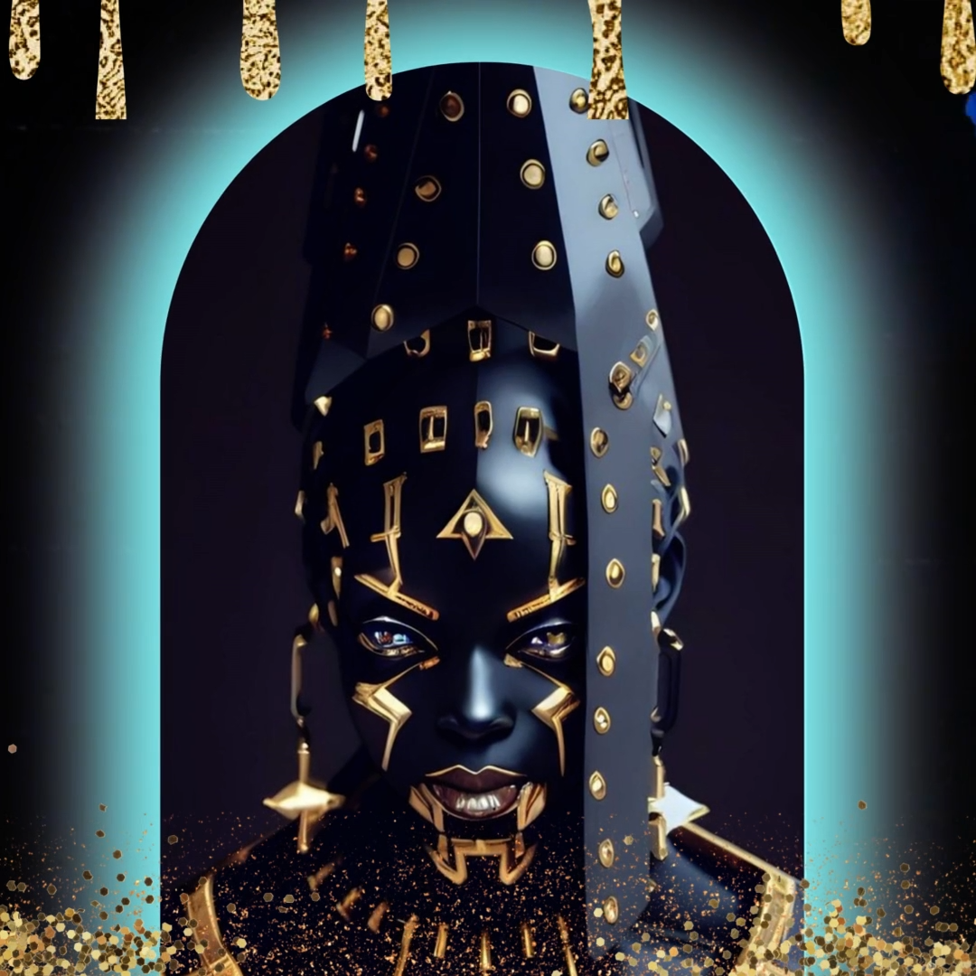 Black mask with gold